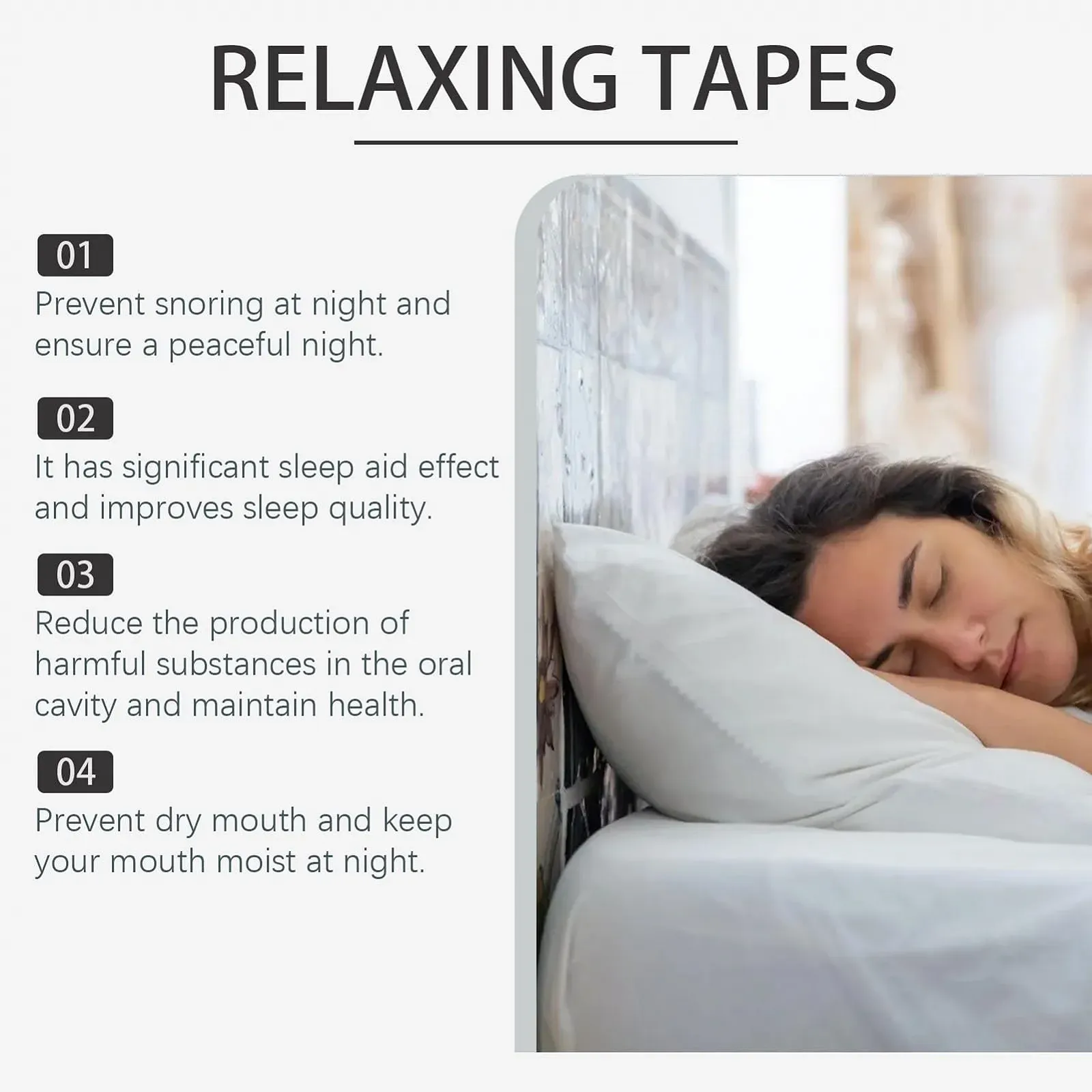 Полоски от храпа Pilipane, одноразовая лента для рта, мгновенный эффект, фото №4