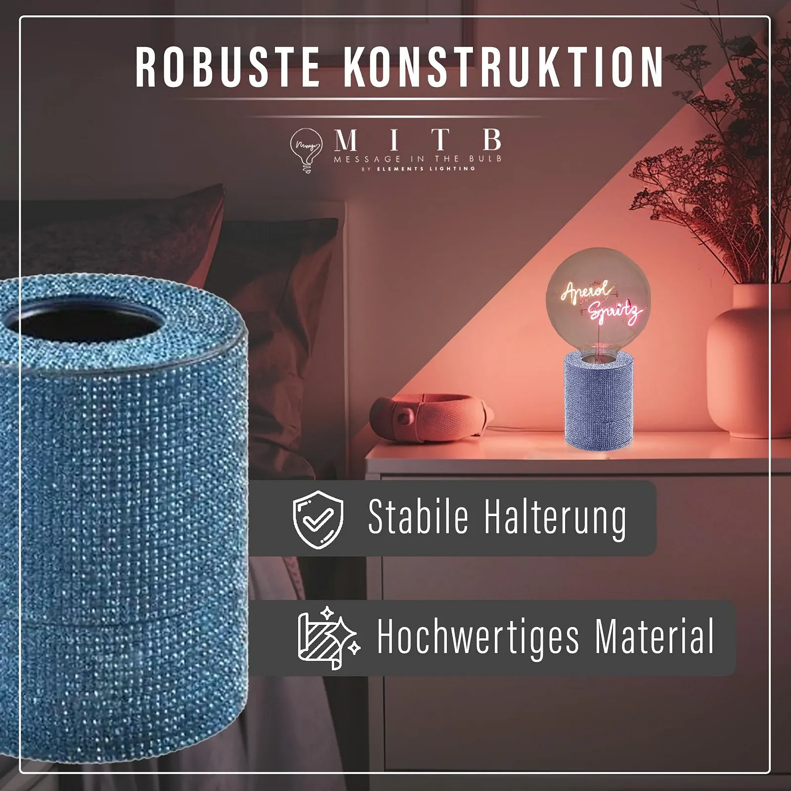 Основание для лампы Elements Lighting Fitz E27 Blue Glitter, фото №2