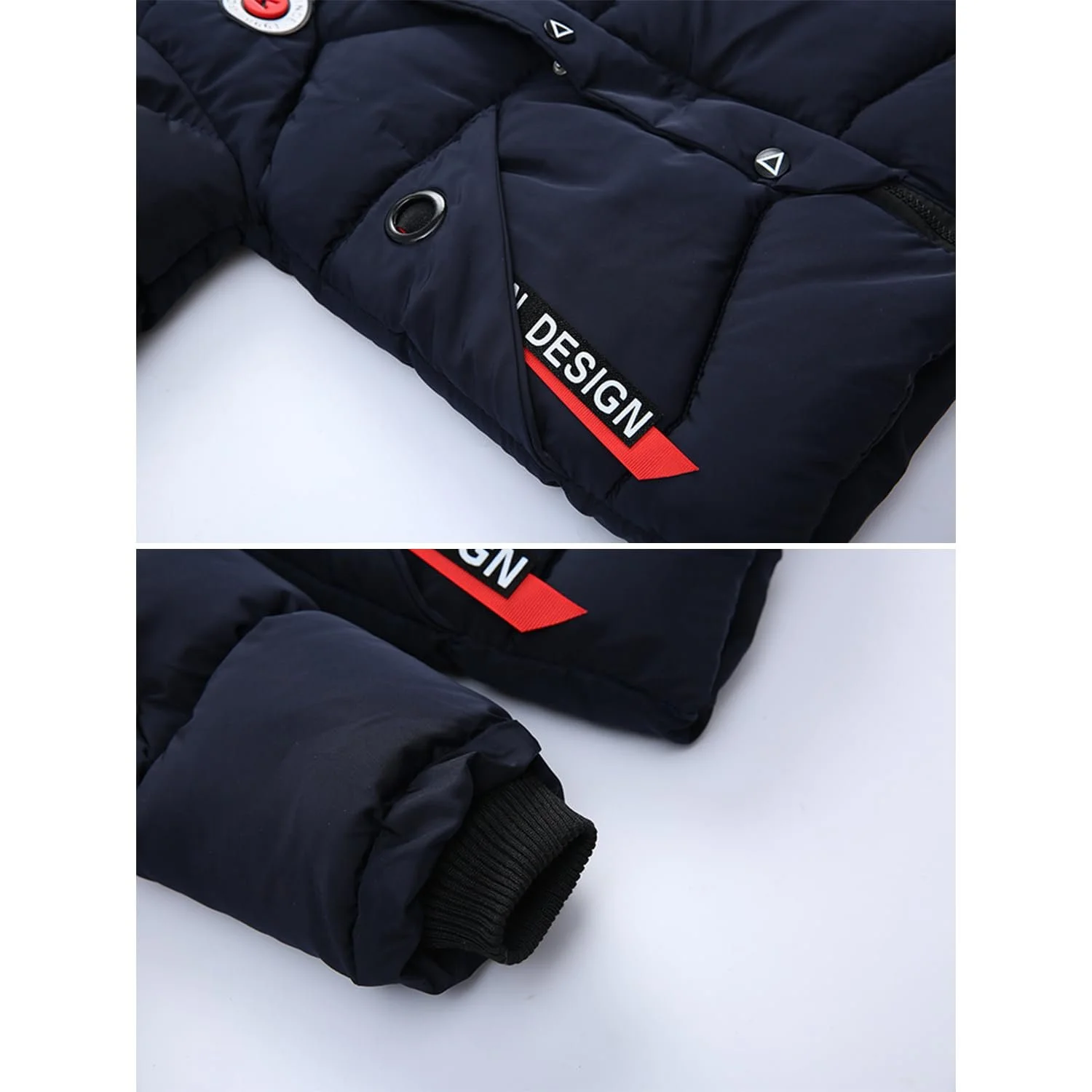 Куртка зимова Semen дитяча для хлопчиків, на флісовій підкладці, з капюшоном зі штучним хутром, фото №5