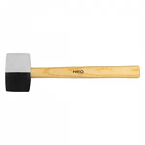 Резиновый молоток плиточника Neo Tools с деревянной рукояткой черный - Фото 1