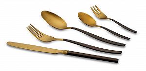 Набор столовых приборов на 6 персон ECHTWERK Positano Due Gold/Black Edition 30 предметов Нож из легированной стали в подарочной коробке, сталь 18/10 synthetic.ua - Фото 1