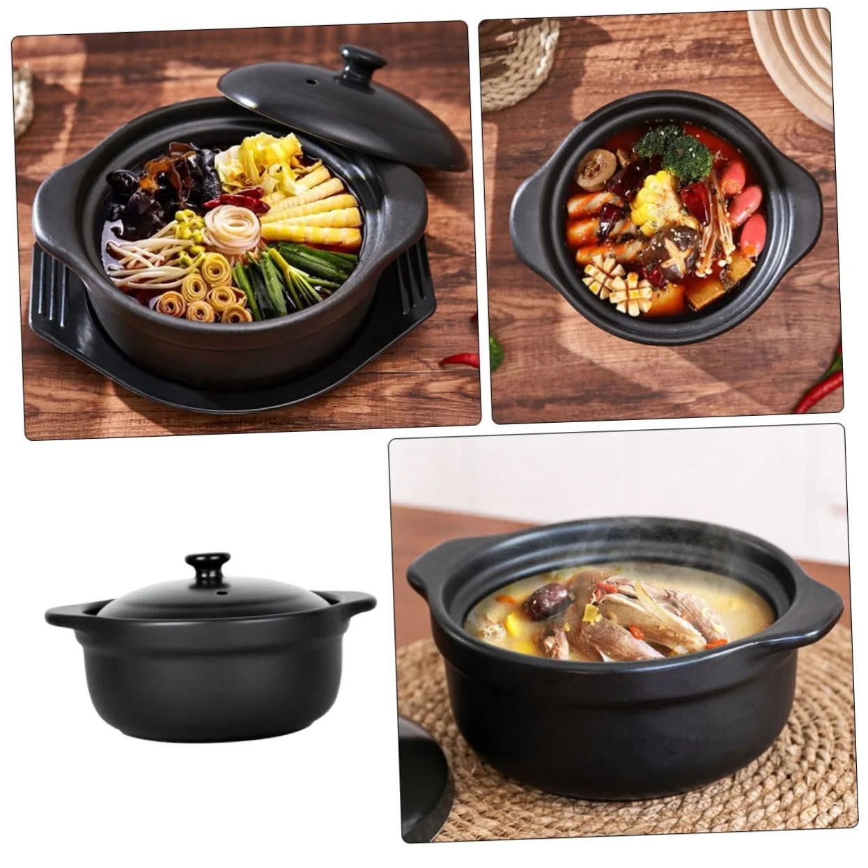 Кастрюля VICASKY Керамическая с крышкой Термостойкая с двойными ручками, фото №6