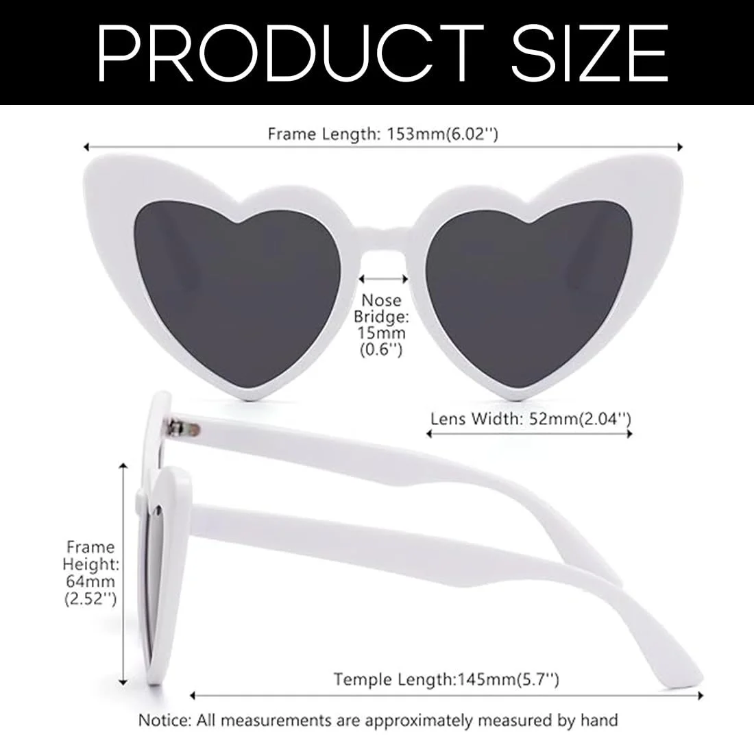Солнцезащитные Очки Сердцевидные, 2 шт, Черная и Белая Оправа, Серые Линзы, фото №2 Солнцезащитные Очки Сердцевидные, 2 шт, Черная и Белая Оправа, Серые Линзы, фото №2