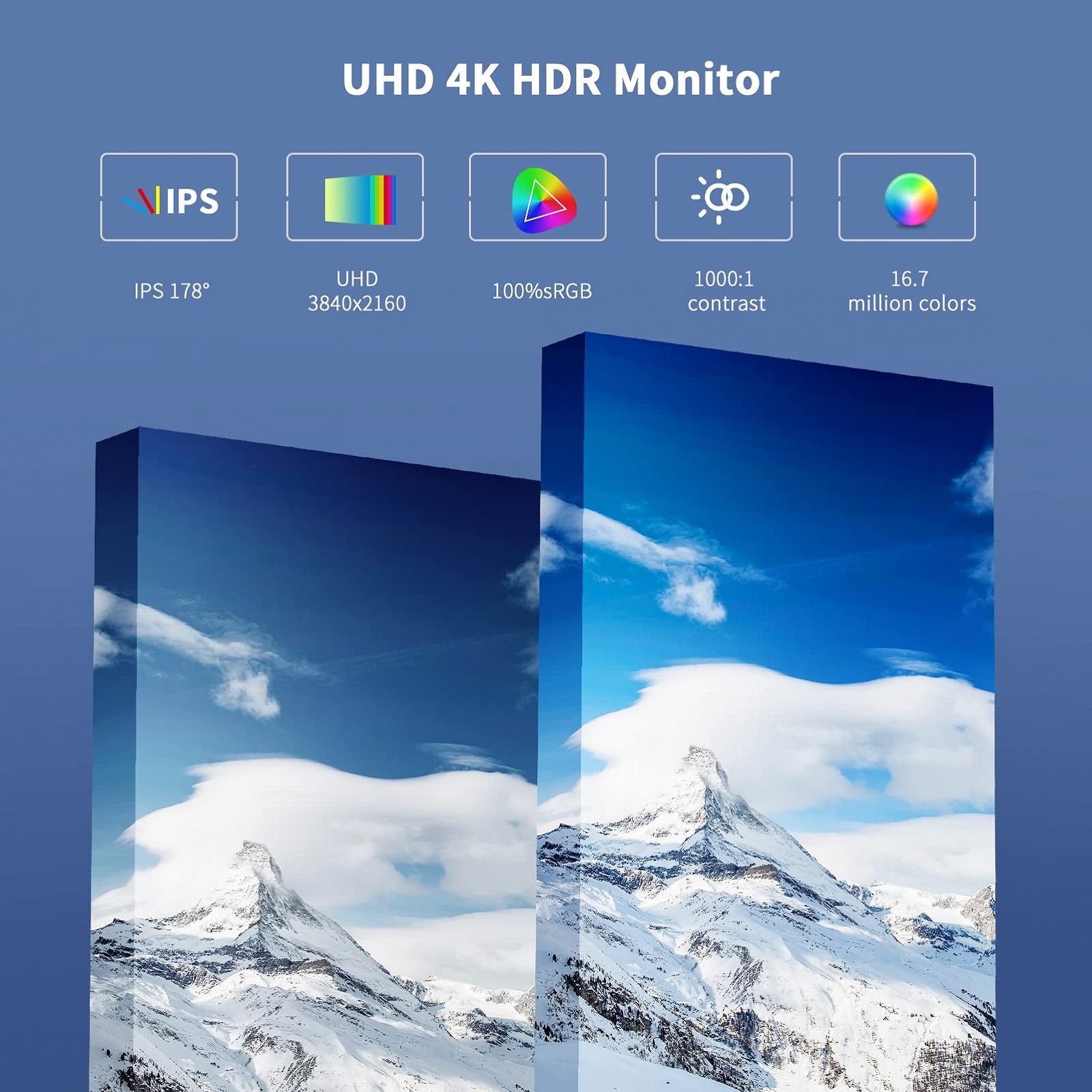 Монітор IVV Portable 4K 13.3 дюйма, IPS екран 3840 x 2160 UHD з HDMI Type-C USB-C з'єднанням, захисний чохол, фото №3