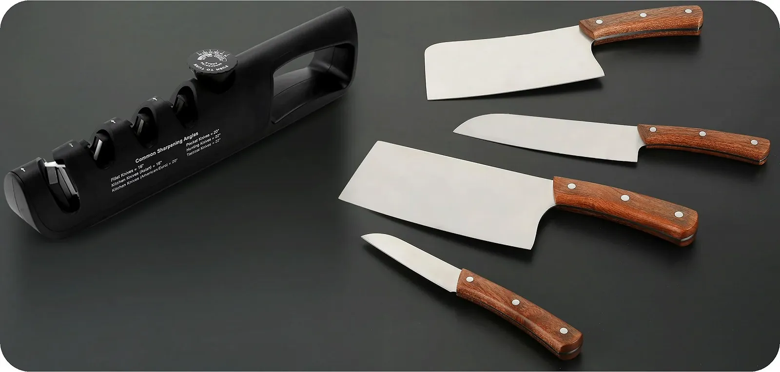 Точилка для ножів KRUMAD 3-рівнева Регульований кут Вольфрамова сталь та кераміка, фото №9