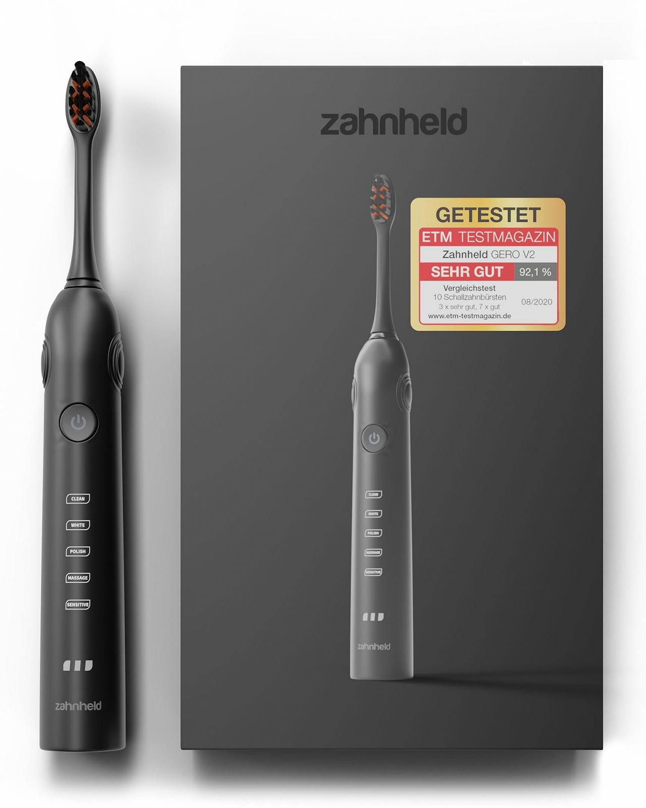 Електрична звукова зубна щітка Zahnheld Gero 5 режимів Чорна, фото №1