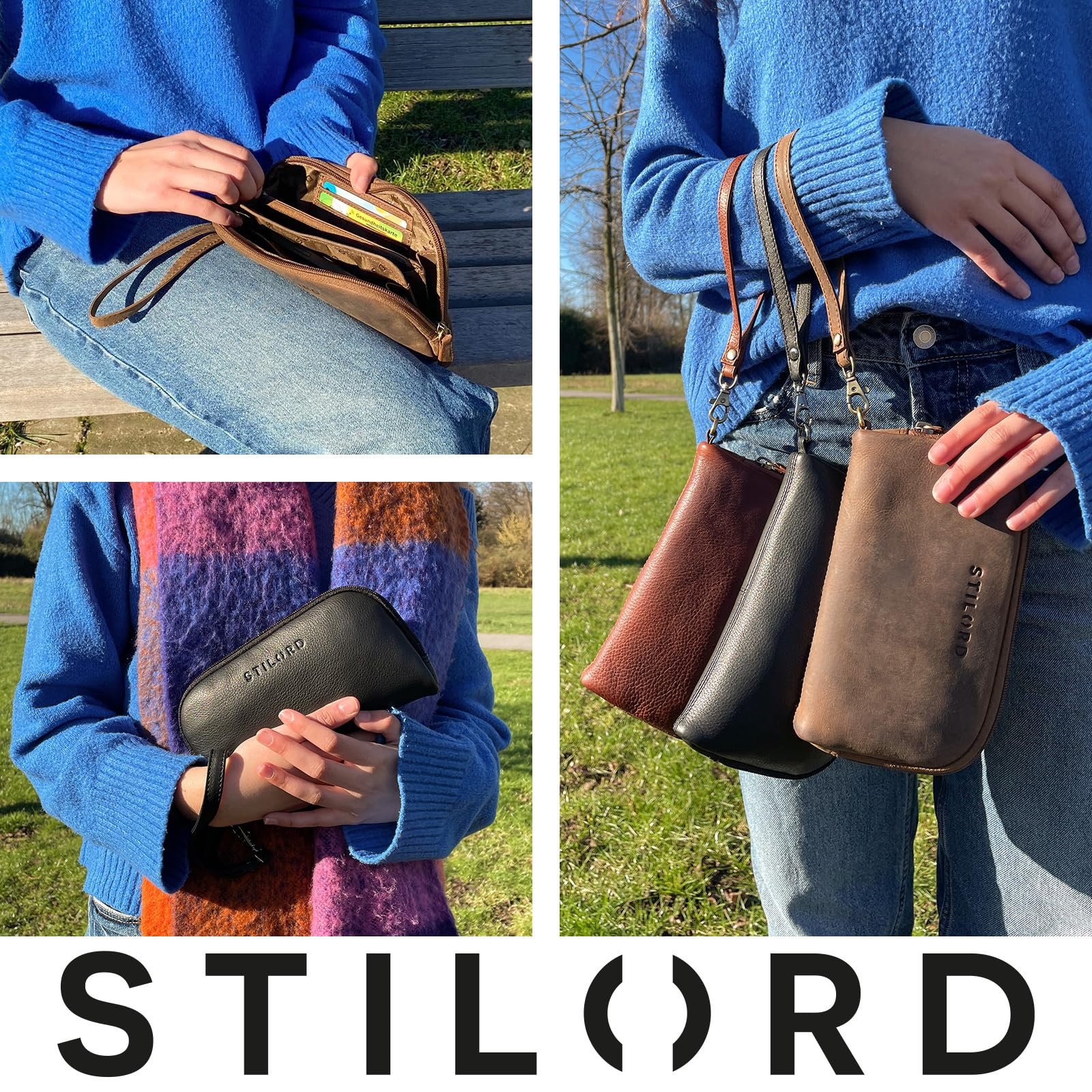 Клатч STILORD Maeve Кожаный Женский Винтажный Чехол для мобильного телефона со съемным ремешком на руку Мини Сумочка Элегантный Кожаный Кошелек, Средний - Коричневый, фото №7