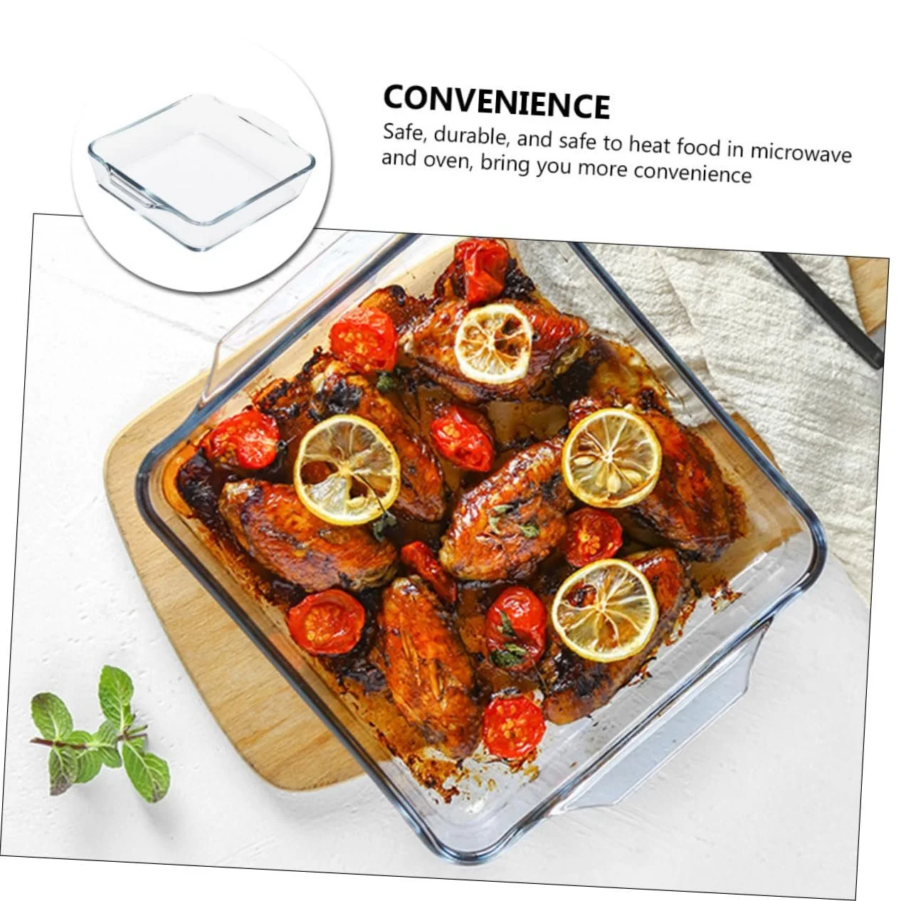 Форма для запікання GLEAVI з боросилікатного скла з подвійними ручками термостійка, фото №4