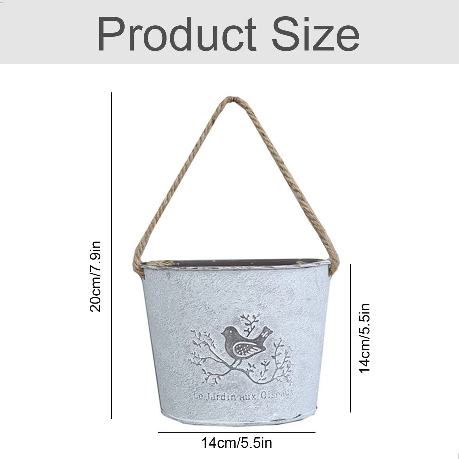 Підвісні кошики для квітів Настінні напівкруглі вази в стилі ретро, 2 шт., Білий, фото №2