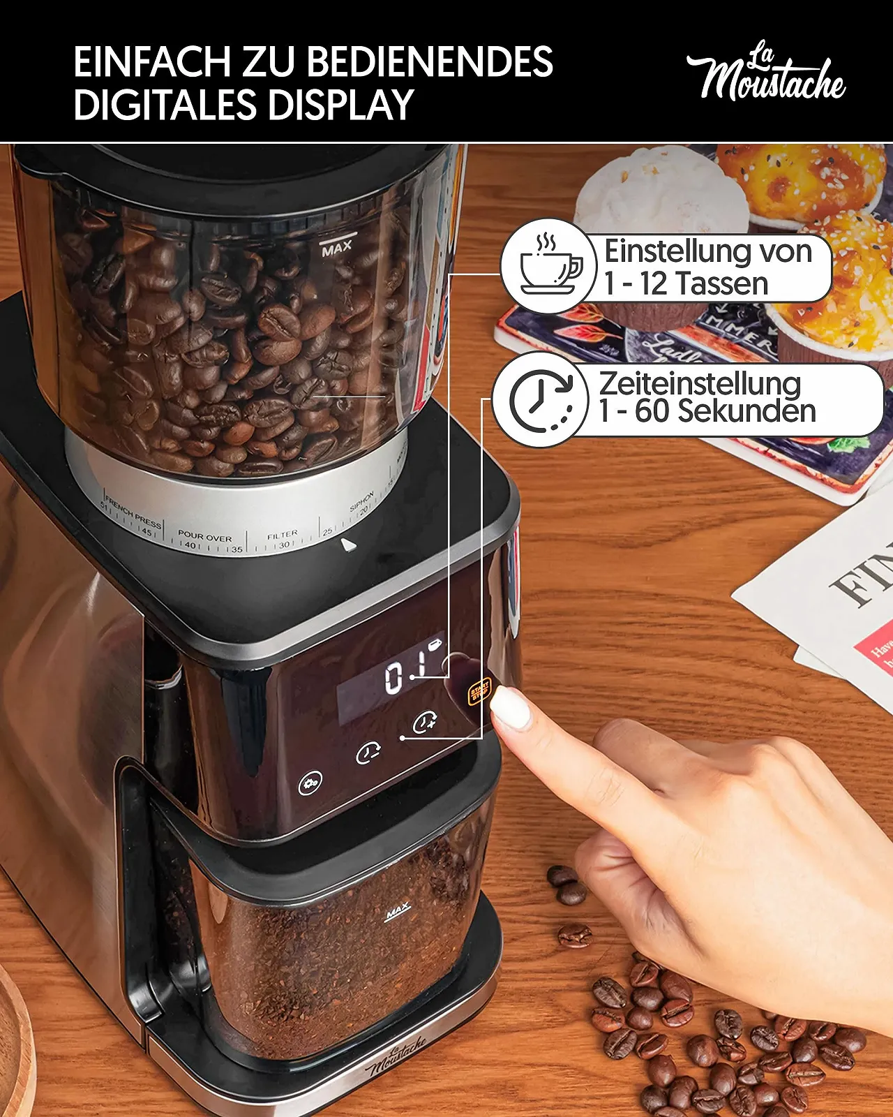 Кофемолка La Moustache GrindMaster Silver, фото №4