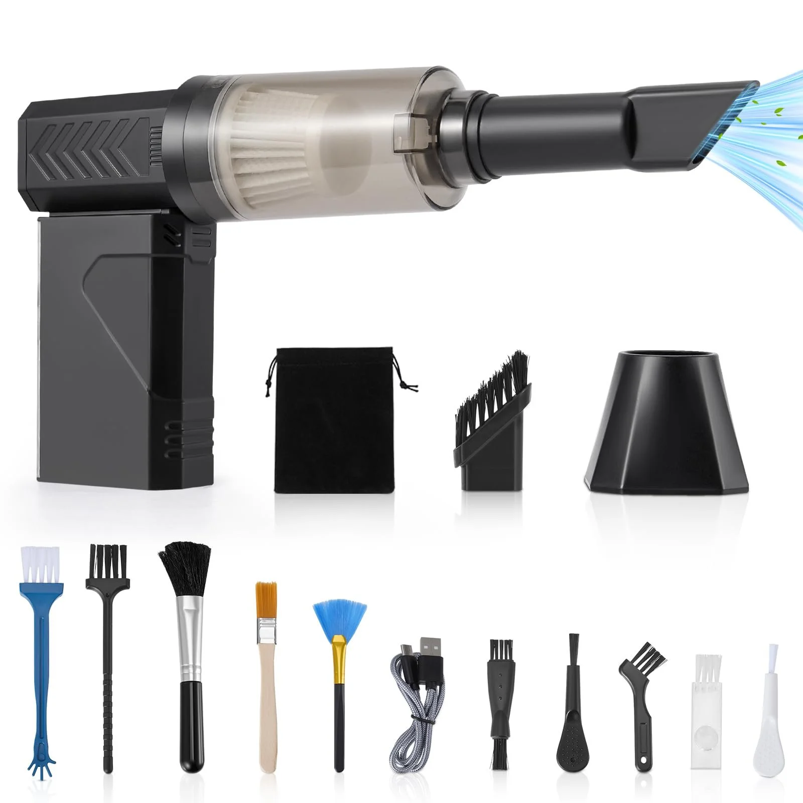 Аккумуляторная воздуходувка и пылесос 2-в-1 130,000 RPM регулируемая с LED-подсветкой, фото №1 Аккумуляторная воздуходувка и пылесос 2-в-1 130,000 RPM регулируемая с LED-подсветкой, фото №1