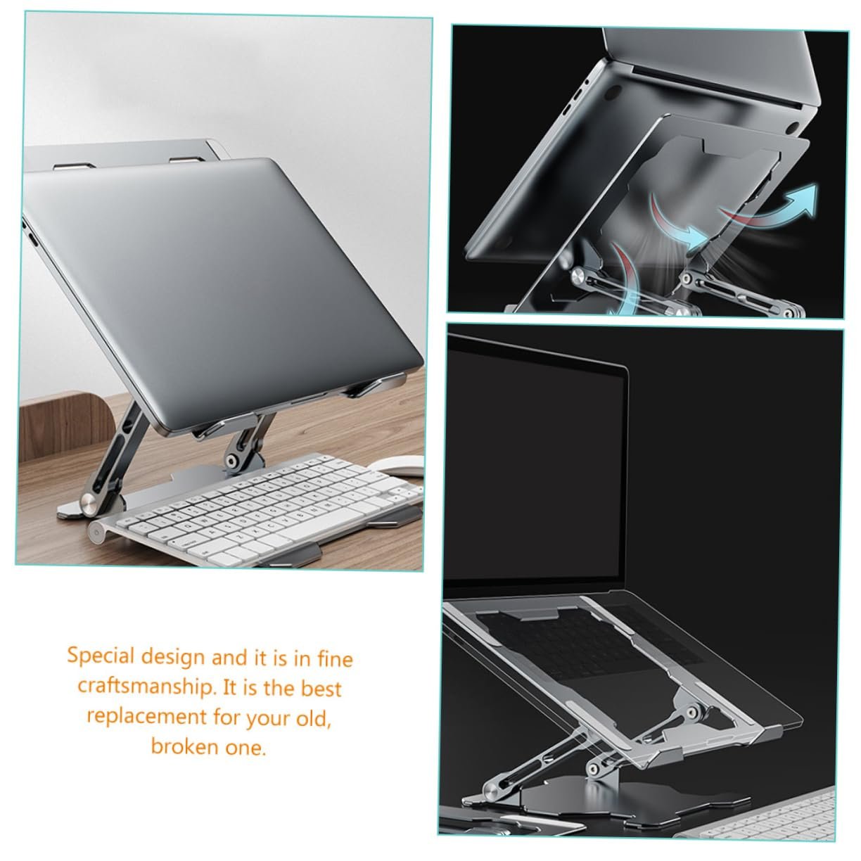 Регульована підставка для ноутбука Gatuida з алюмінієвого сплаву, багатофункціональна, ергономічна, регульована по висоті для офісу та подорожей, фото №7