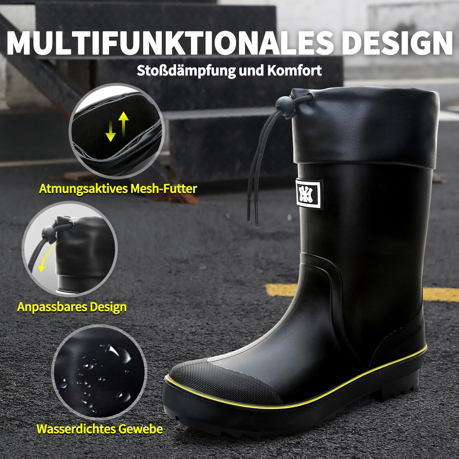 Чоловічі гумові чоботи Foinledr, напіввисокі дощові, фото №4