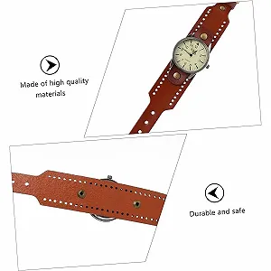 FENKOO Унісекс Вінтажний Шкіряний Ремінець Великий Циферблат Кварцовий Аналоговий Наручний Годинник synthetic.ua - Фото 1