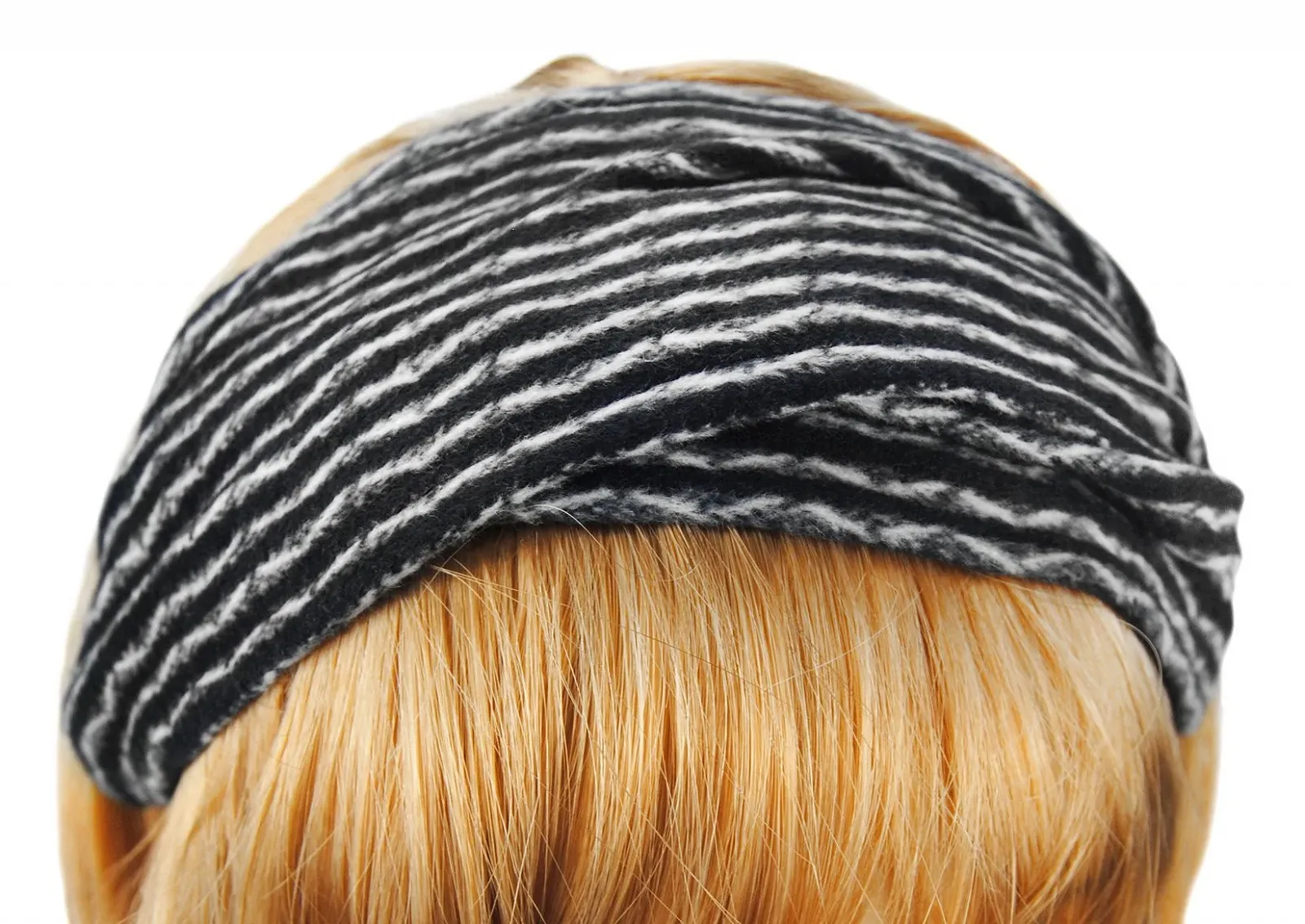 Пов'язка на голову для йоги axy HB6 HB4 Чорний з білими смужками, фото №2