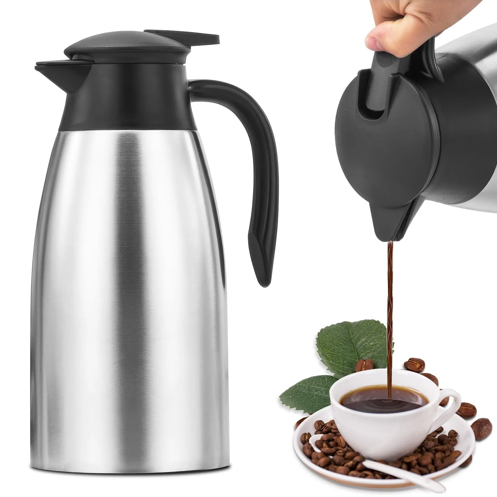 Термос-кавник 2 літри, нержавіюча сталь, з подвійними стінками, термічний кавник з герметичною кришкою, фото №1 Термос-кавник 2 літри, нержавіюча сталь, з подвійними стінками, термічний кавник з герметичною кришкою, фото №1