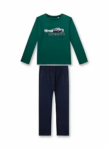 Пижама Sanetta Длинная для мальчиков Зеленая - Фото 1