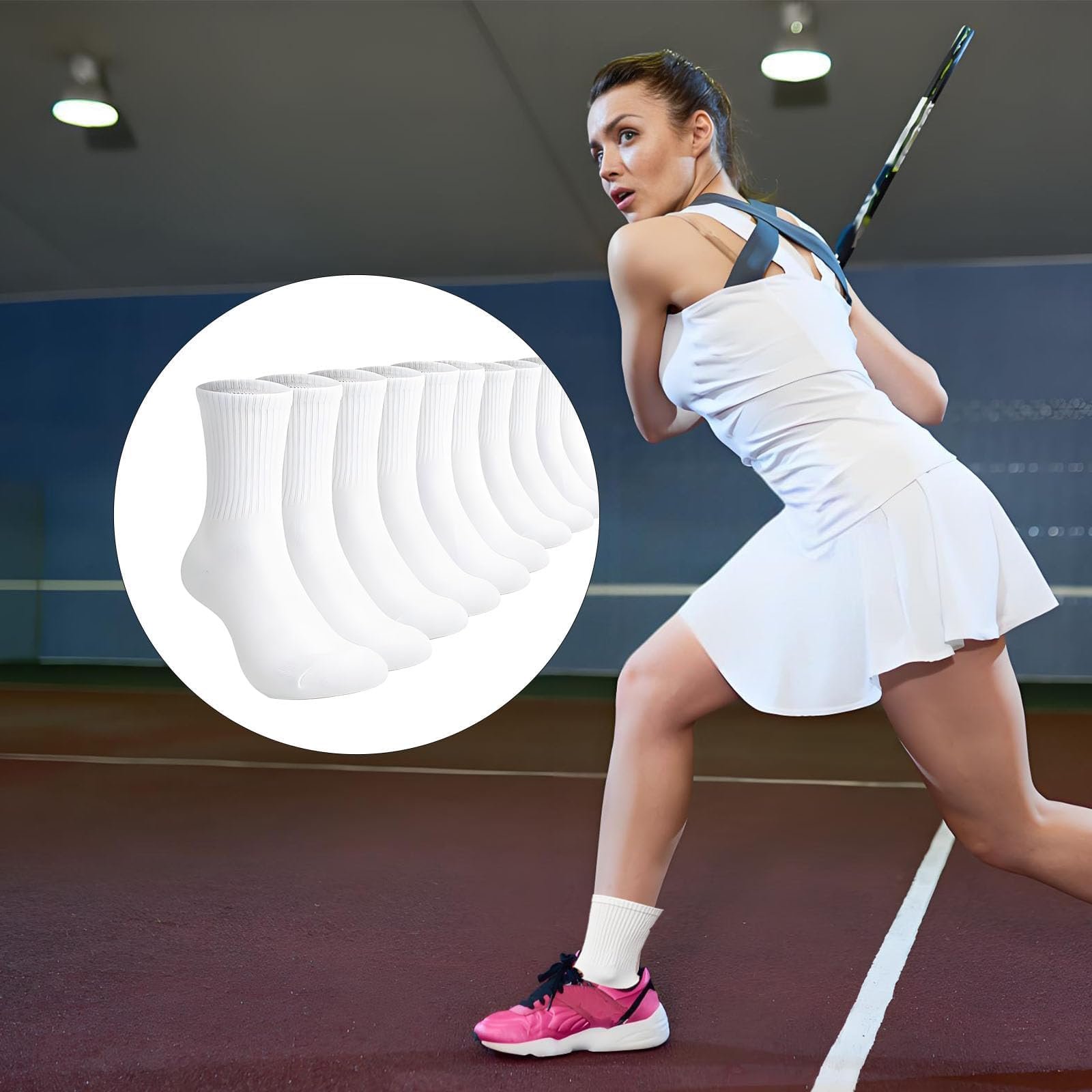 Носки теннисные Белые 10 пар Женские 39-42 Спортивные носки Дышащие Хлопковые носки Унисекс, фото №5