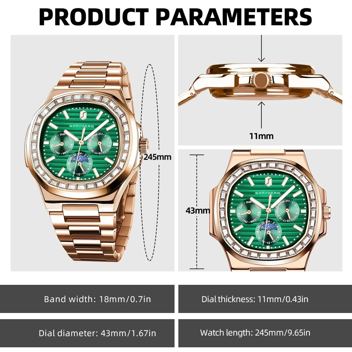 Часы SAPPHERO Мужские, силиконовый ремешок, водонепроницаемые 5 ATM, японский кварцевый механизм, корпус из нержавеющей стали, дата, спортивные, повседневные, деловые, фото №5 Часы SAPPHERO Мужские, силиконовый ремешок, водонепроницаемые 5 ATM, японский кварцевый механизм, корпус из нержавеющей стали, дата, спортивные, повседневные, деловые, фото №5