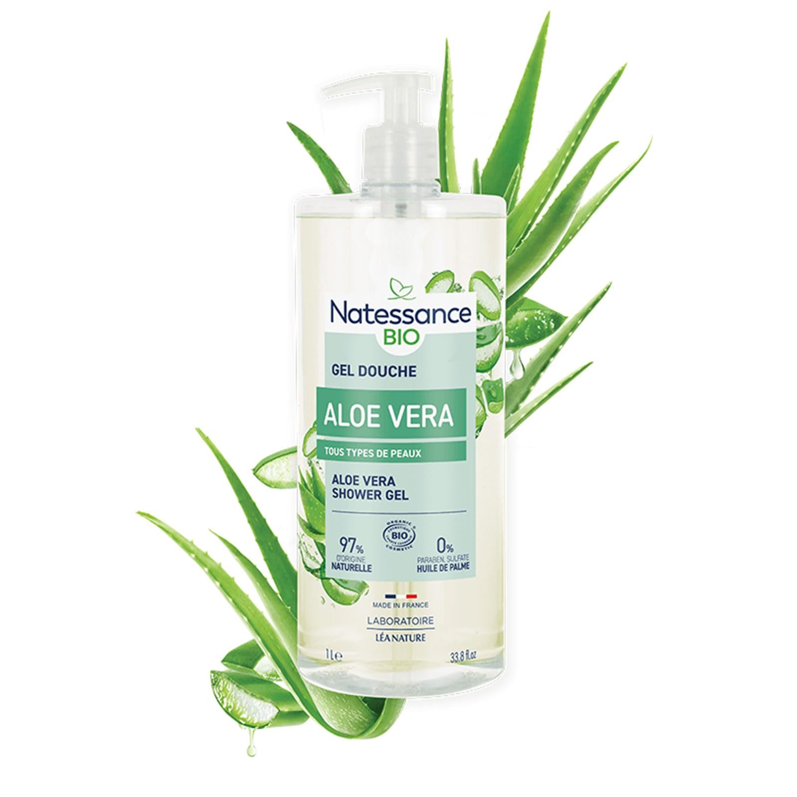 Гель для душа Natessance Invigorating Aloe Vera Organic 1 л, фото №3