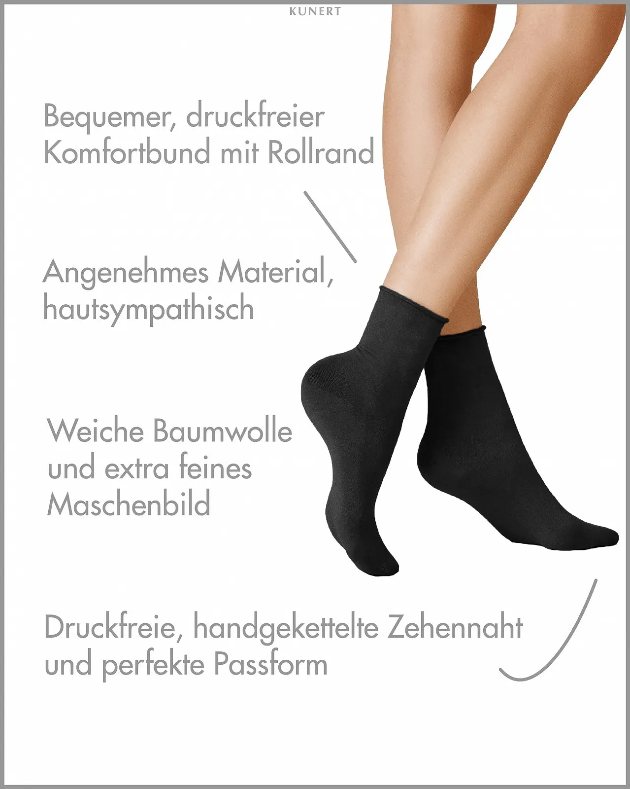 Жіночі шкарпетки KUNERT Sensual Бавовна Згорнутий край 130 Denier, фото №2