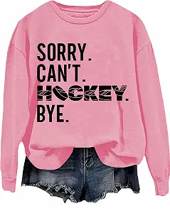 Свитшот Sorry Can't Hockey Bye, повседневный, с длинными рукавами, с круглым вырезом - Фото 1