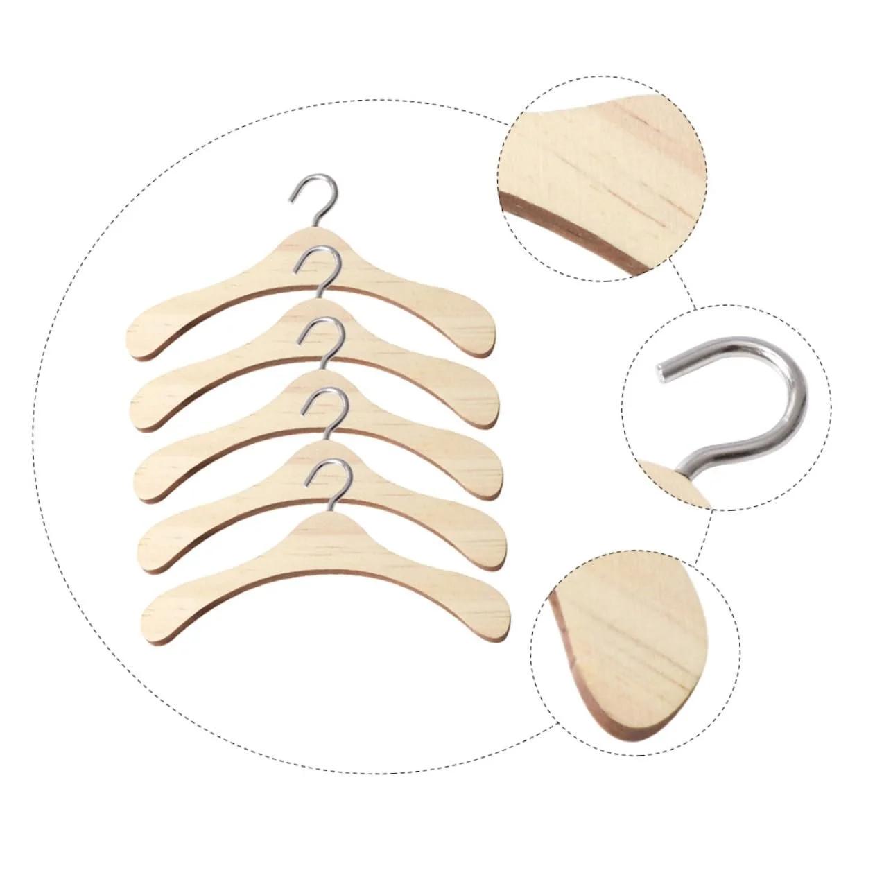 Вешалка HEMOTON Pack of 5 Doll Small Wooden Baby Toddler, фото №4