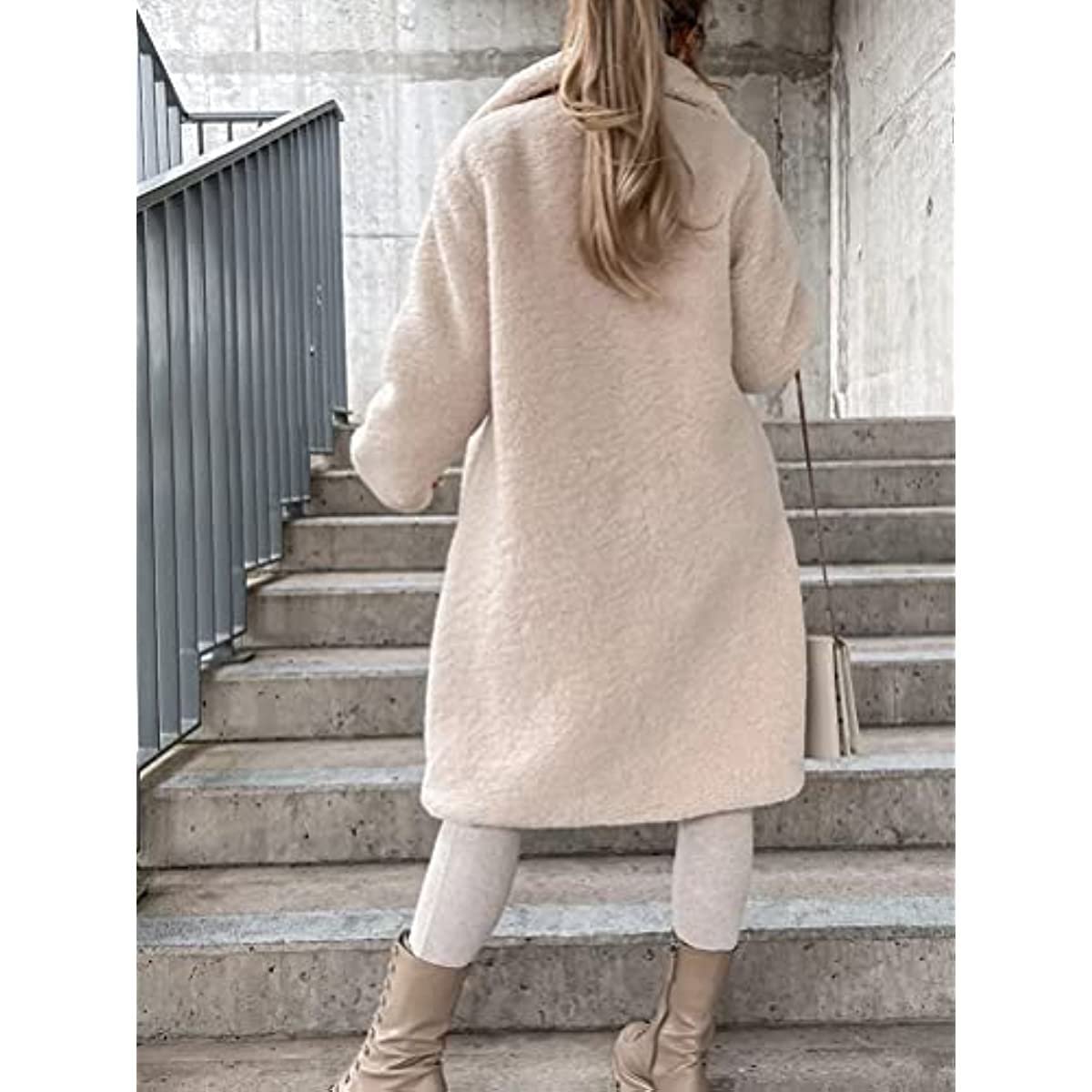 Жіноча довга флісова куртка, пальто-тренч на ґудзиках з довгими рукавами, шерстяне з лацканами, фото №7 Жіноча довга флісова куртка, пальто-тренч на ґудзиках з довгими рукавами, шерстяне з лацканами, фото №7