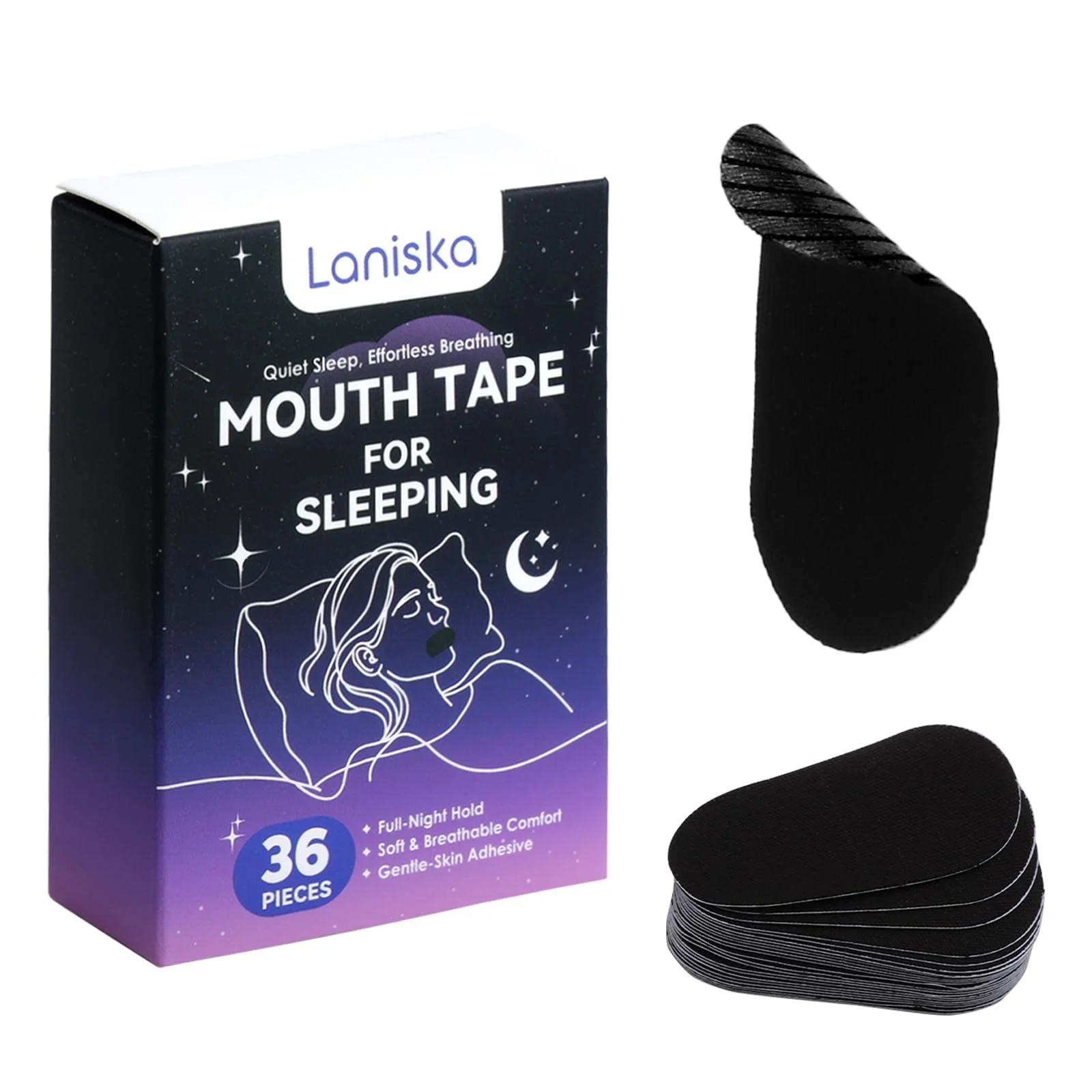 Пластирі для рота для сну Pack of 36 Anti Snoring Mouth Plasters, фото №1