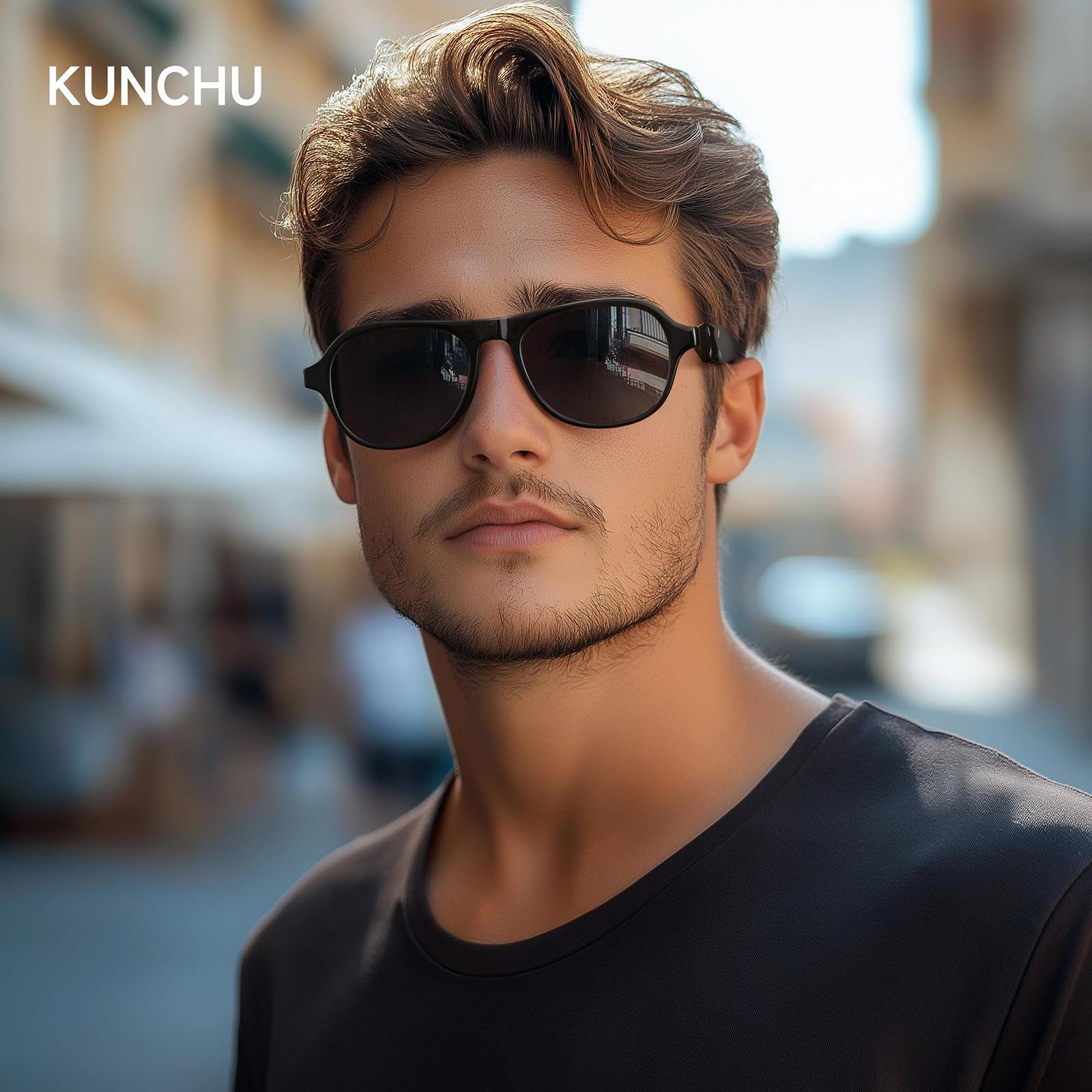 Сонцезахисні окуляри Kunchu Жіночі Поляризовані Великі Квадратні Металева Оздоба, фото №3