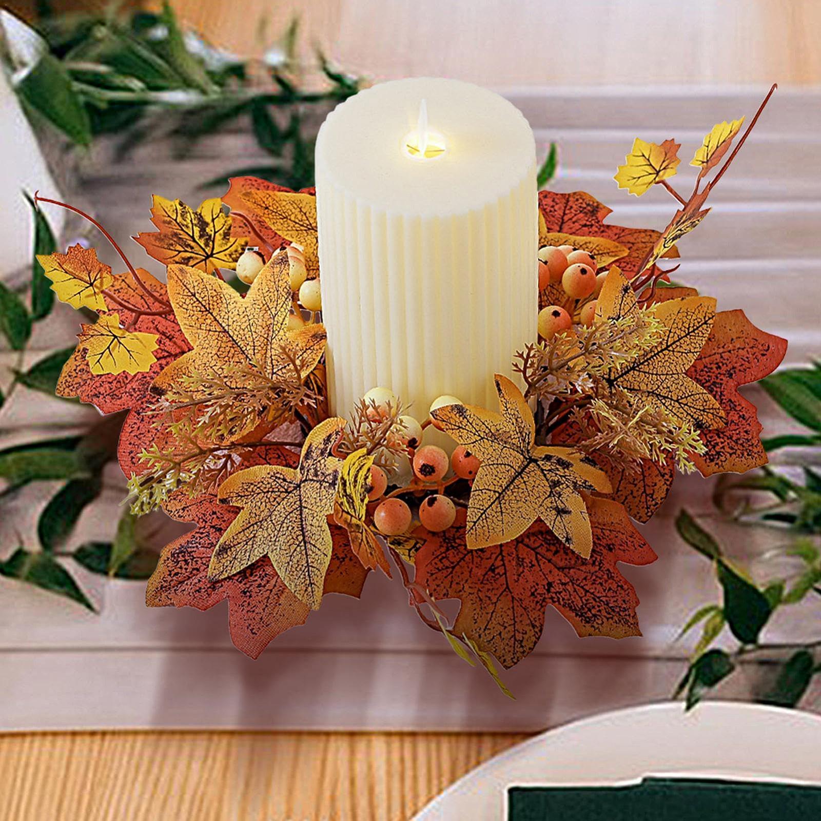 Подсвечник Harvest Day Autumn Maple Leaves Диаметр 9.8 дюймов, Осенний, Праздник урожая, Осень, День благодарения, Праздники, фото №7