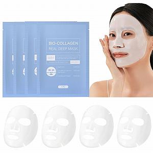 Маска для лица Collagen Organic, набор 4 шт, ночная, корейская, увлажняющая, против морщин, для глубокого увлажнения и сужения пор - Фото 1