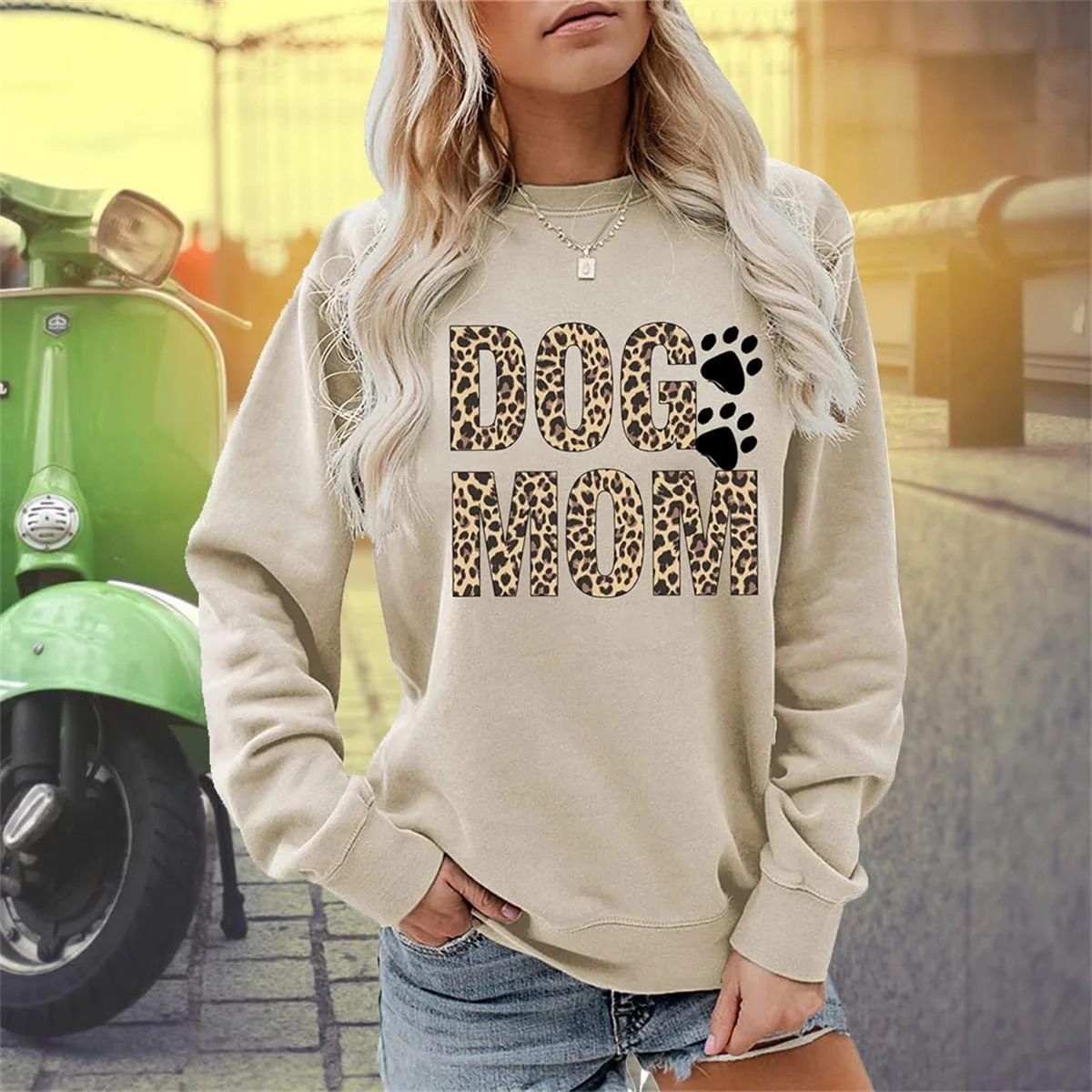 Женская толстовка MLZHAN с леопардовым принтом и следом собачьей лапы, фото №2