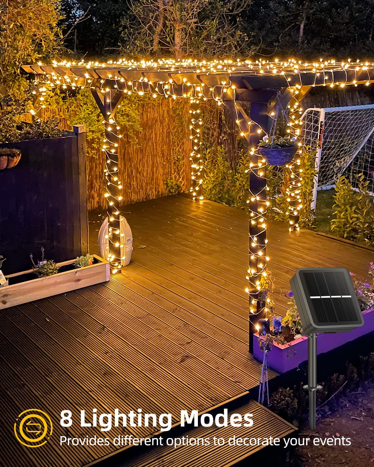 Гірлянда LEDYA вулична, сонячна, 12 м, 100 LED, мідний дріт, тепла, фото №3