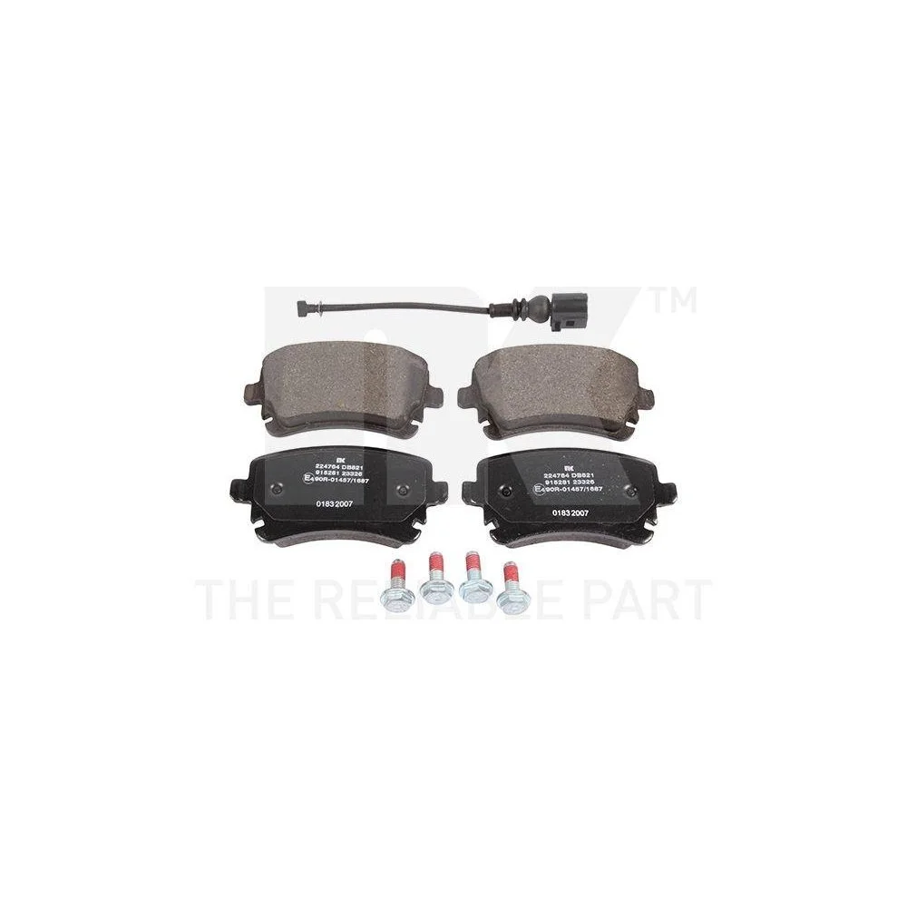 Комплект гальмівних колодок, дискове гальмо NK 224764 для AUDI VW задня вісь, фото №1