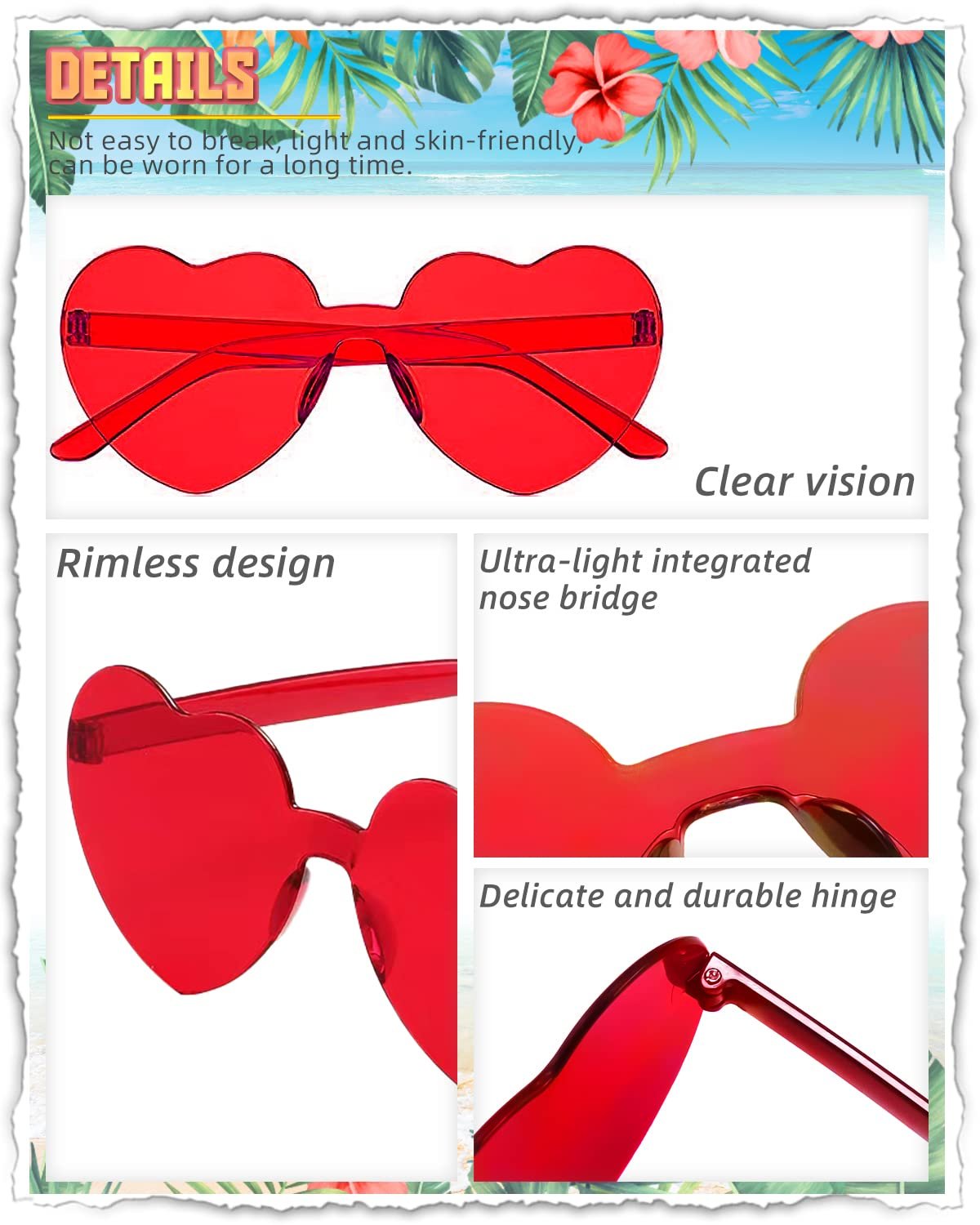 Сонцезахисні окуляри Без оправи Parsup Серце 14 пар Різнокольорові, фото №3