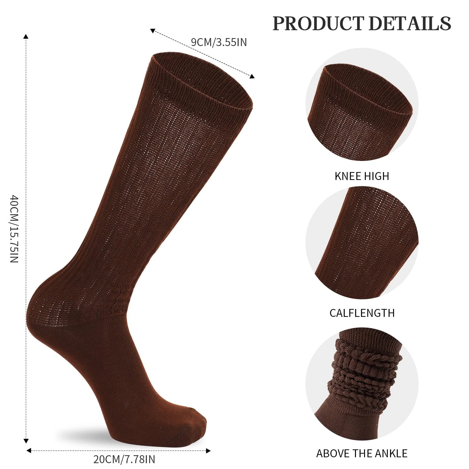 Женские носки 3 пары, удлиненные носки до колен, хлопковые вязаные носки, осенне-зимние носки для стильного и комфортного вида, один размер, фото №7