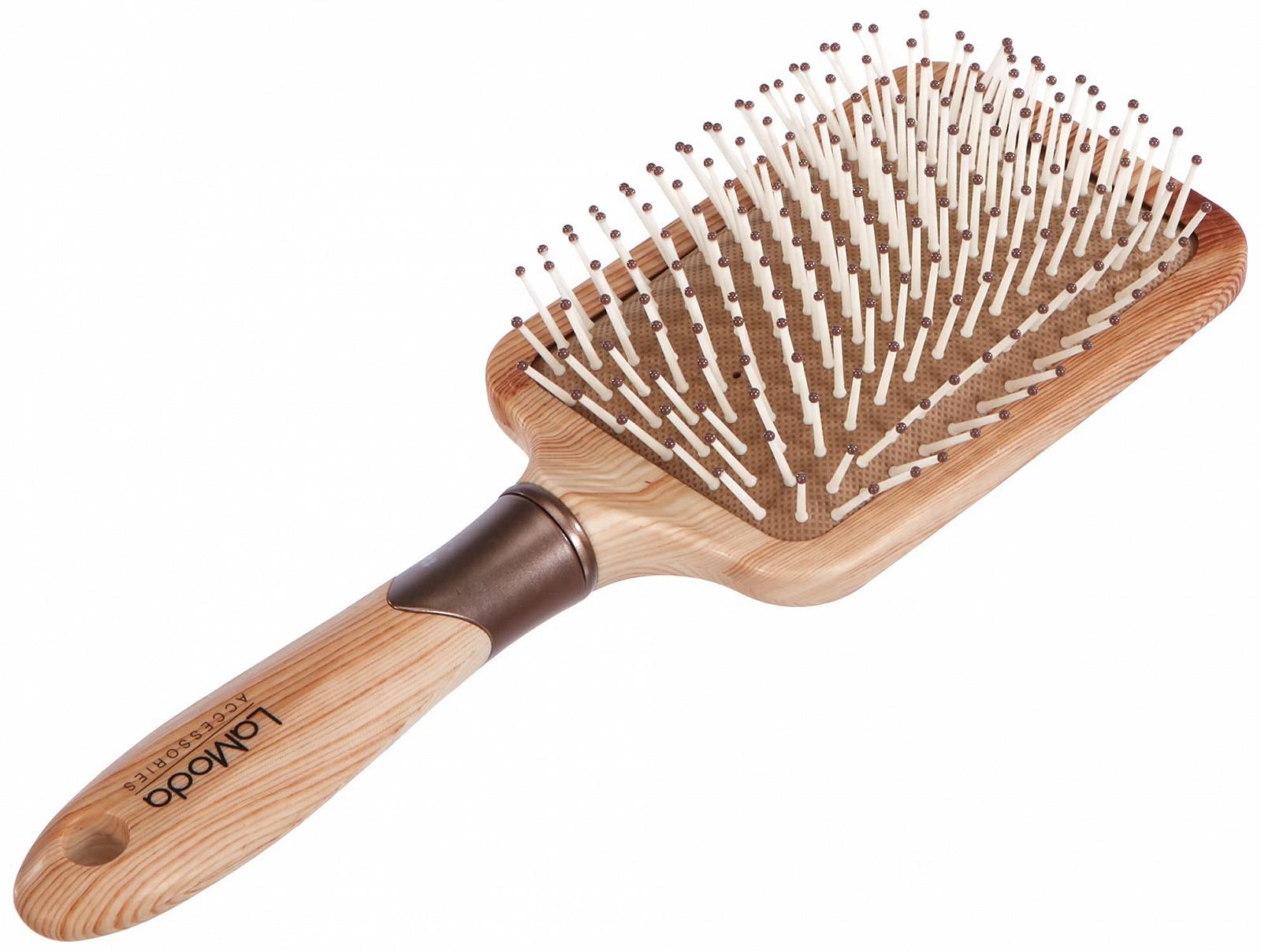 Щетка для волос LaModa Bare Essentials из натурального дерева, большая лопаточная щетка с деталями из розового золота для влажных или сухих волос, фото №3