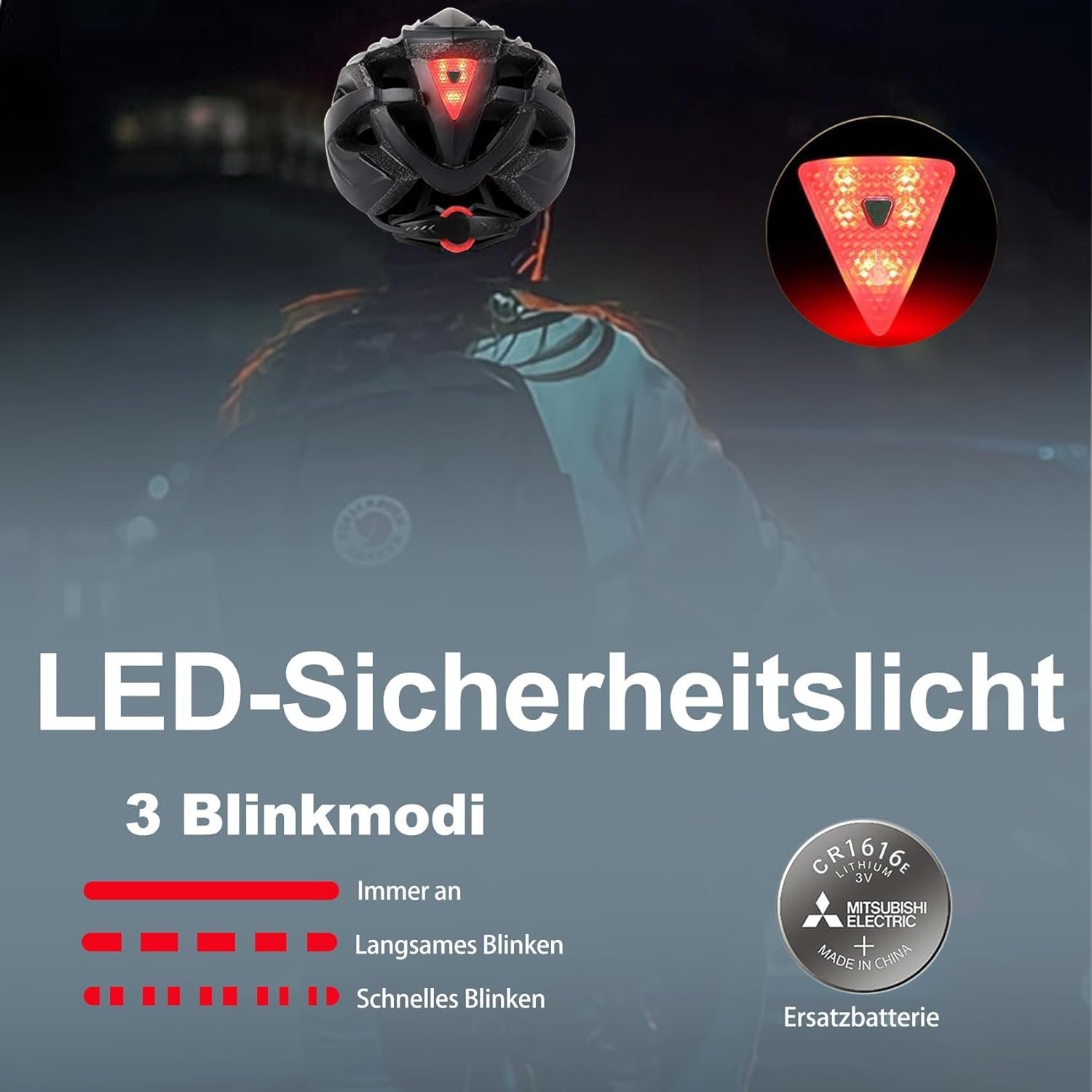 Шолом велосипедний KINGLEAD MTB з магнітним візором, регульований, легкий, для скейтерів, вбудований світлодіодний задній ліхтар, фото №3