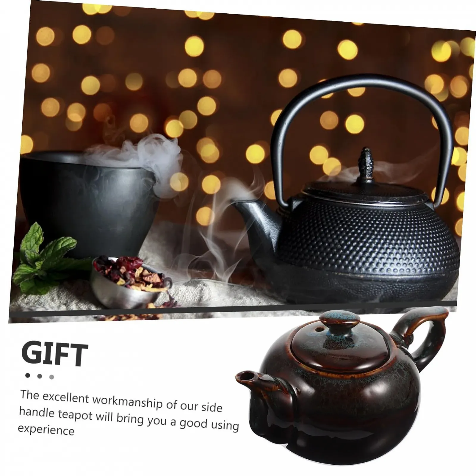 Чайник-заварник FUNNETOYU керамічний Retro з бічною ручкою, поворотним носиком, фото №9