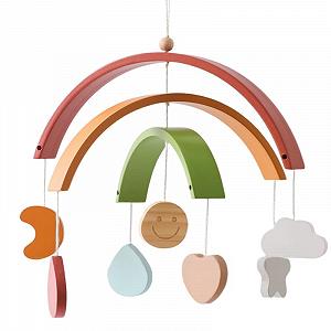 Мобиль Baby Wind Chime Детская Кровать, Радужные Облака Звезды Подвесной Колокольчик Деревянный Кулон synthetic.ua - Фото 1