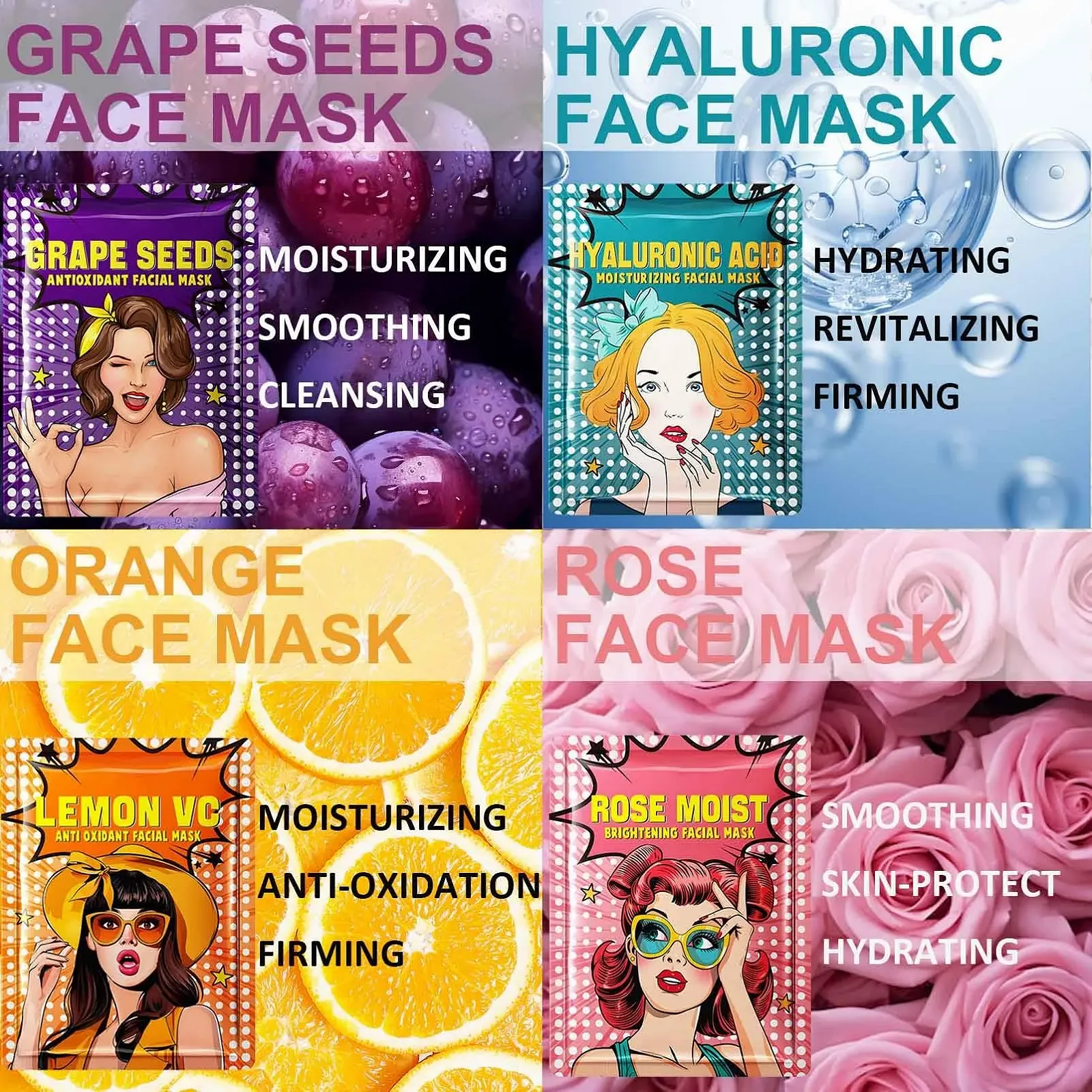 Тканинна маска ARCHIDATE 9 шт - Зволожуюча маска для обличчя, фото №2