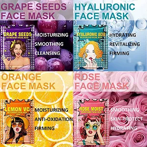 Тканевая маска ARCHIDATE 9 шт - Увлажняющая маска для лица для женщин - Набор увлажняющих масок для лица - Гиалуроновая маска для лица - Подарки для девочек-подростков synthetic.ua - Фото 1