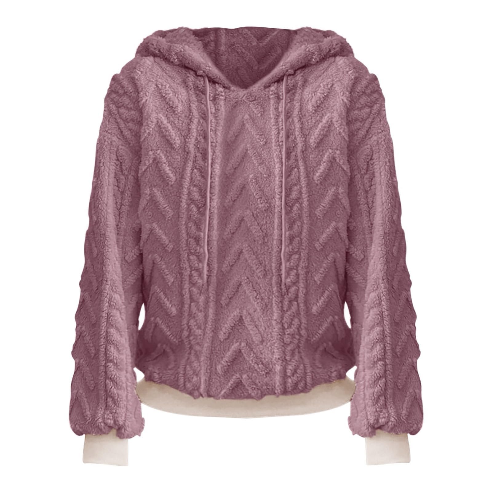 Жіноча плюшева кофта з капюшоном однотонна з довгими рукавами, фото №2 Жіноча плюшева кофта з капюшоном однотонна з довгими рукавами, фото №2