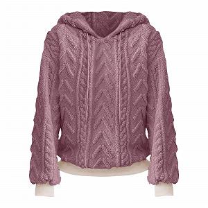 Жіноча плюшева кофта з капюшоном однотонна з довгими рукавами synthetic.ua - Фото 1