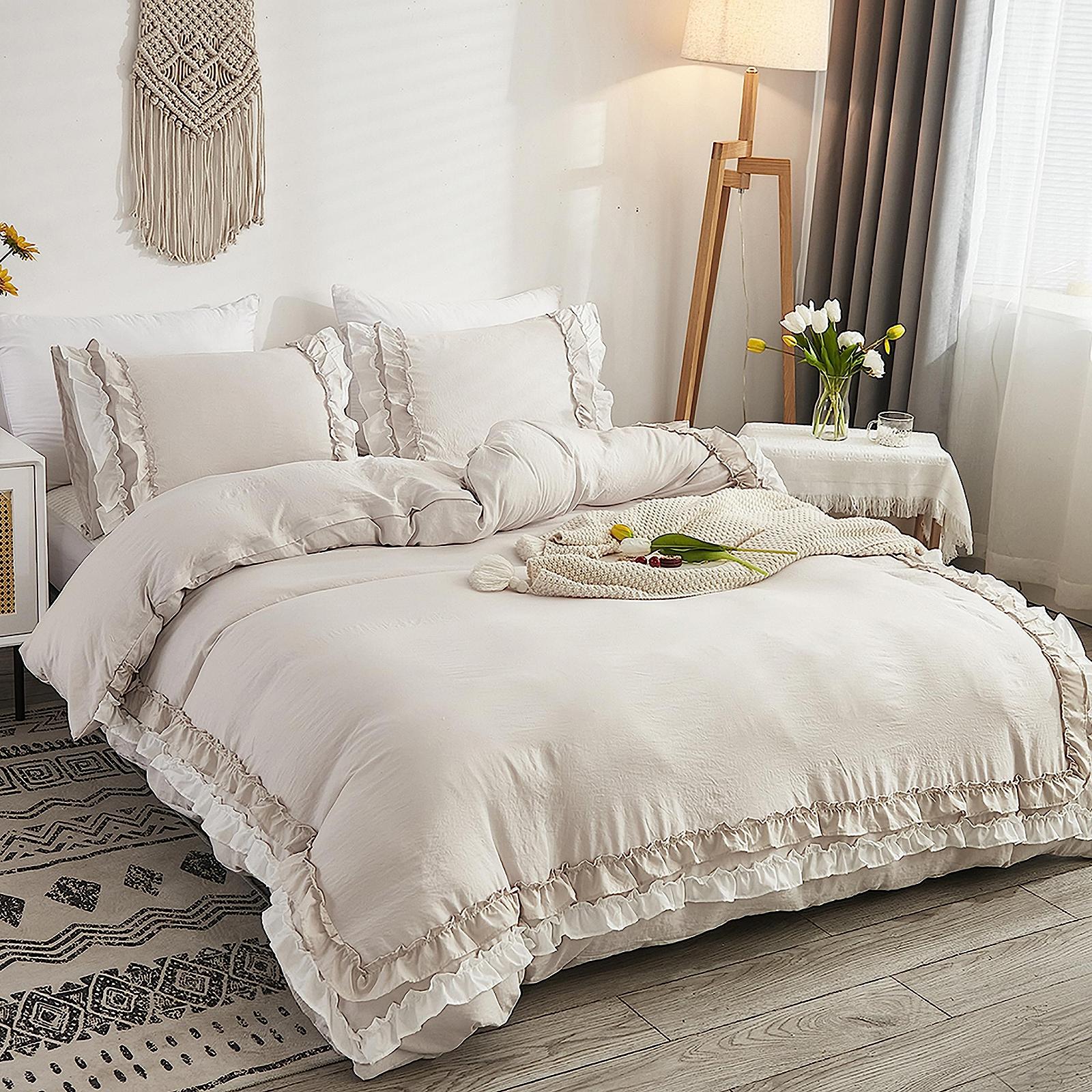 Постільна білизна Getiya з оборками Romantic 135 x 200 см, бежева (1 наволочка 80 x 80 см), фото №4