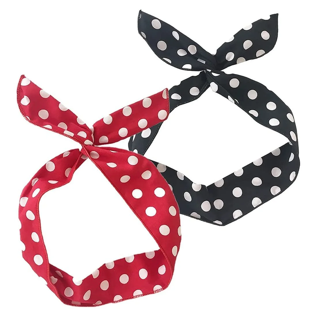 Набір пов'язок на голову з вузлом (2 шт.), мила в горошок, фото №1