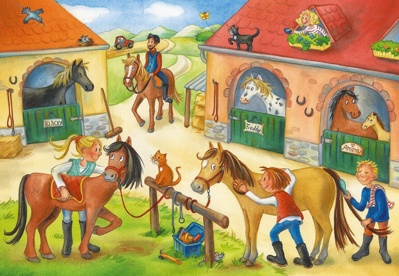 Детский пазл Ravensburger 05178 Holidays on the Horse Farm 2 x 12 элементов от 3 лет, фото №2