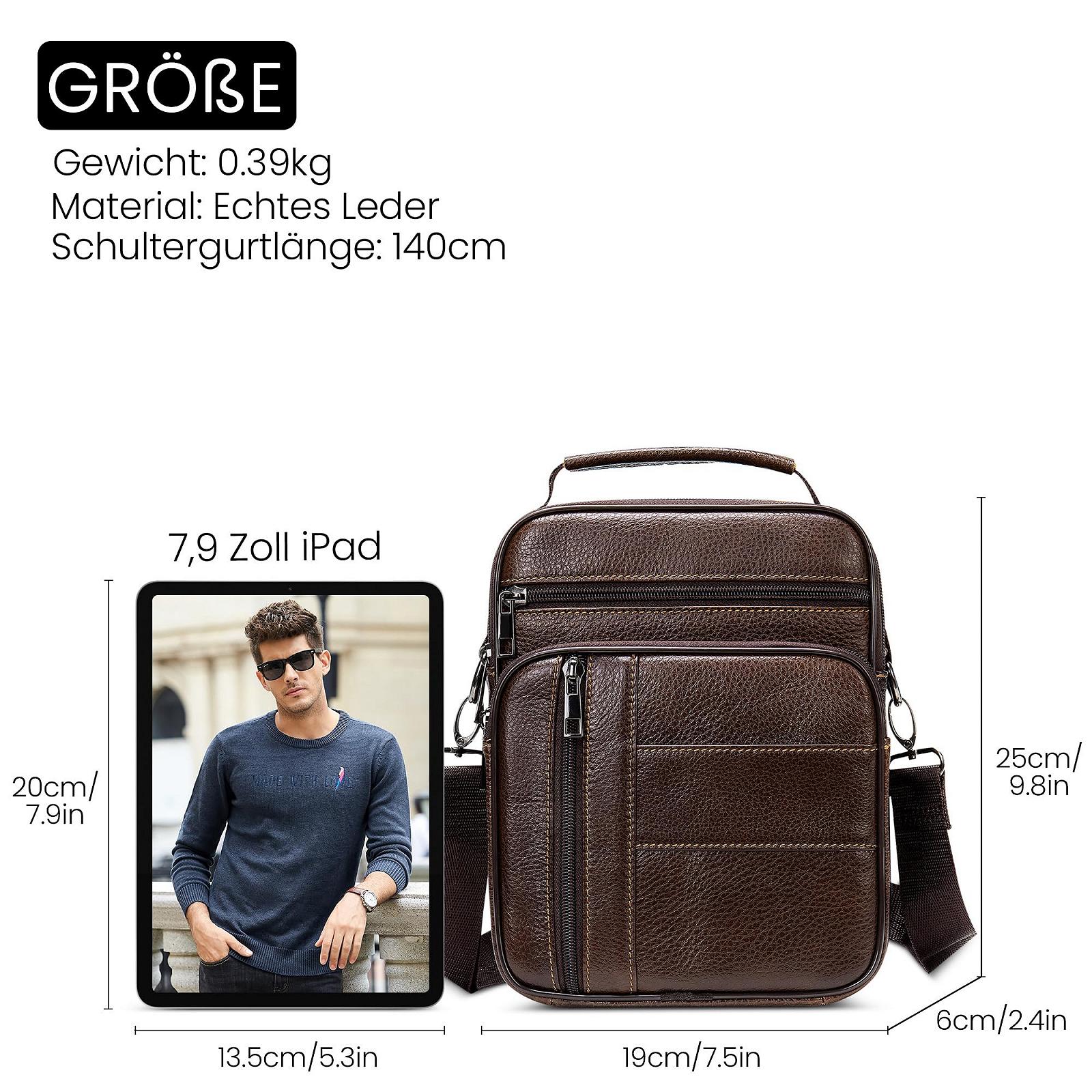 Сумка через плече DEEVORCA Vintage чоловіча шкіряна модна з ручкою для подорожей, школи, коричнева A, фото №4