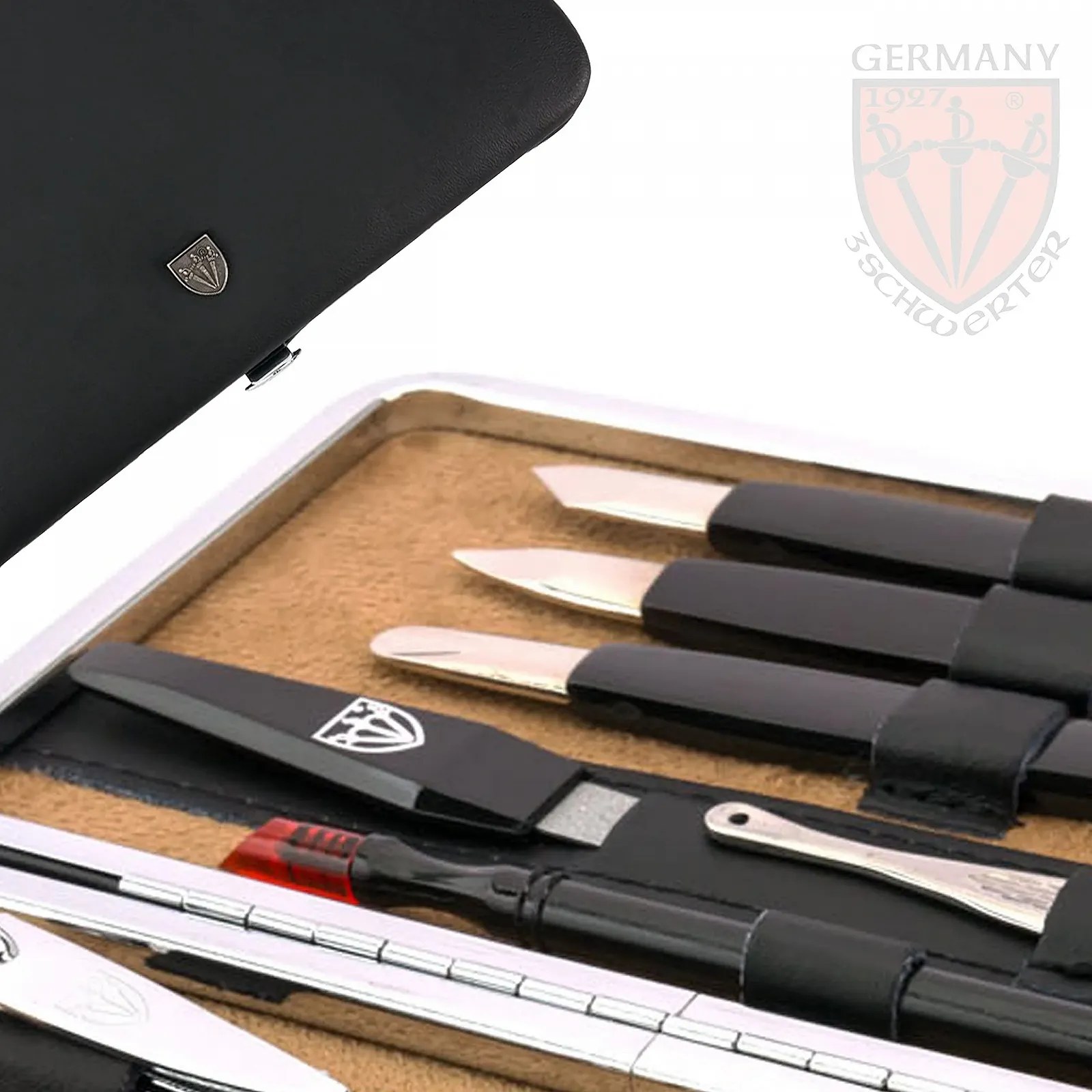 Набор для маникюра DREI SCHWERTER Germany Treviso 11 предметов Кожаный Черный, фото №4